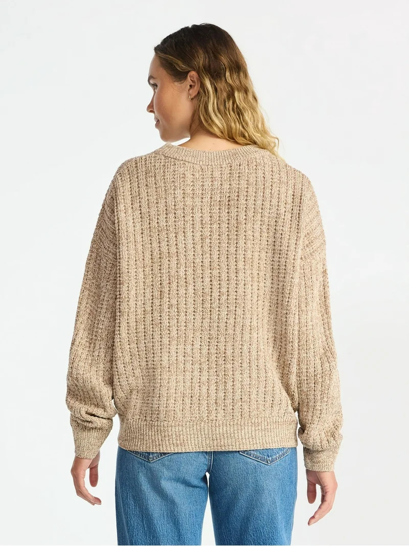 Time and Tru Women's and Women’s Plus Textured Stitch Sweater, Midweight, Sizes XS-4X | Walmart (US)