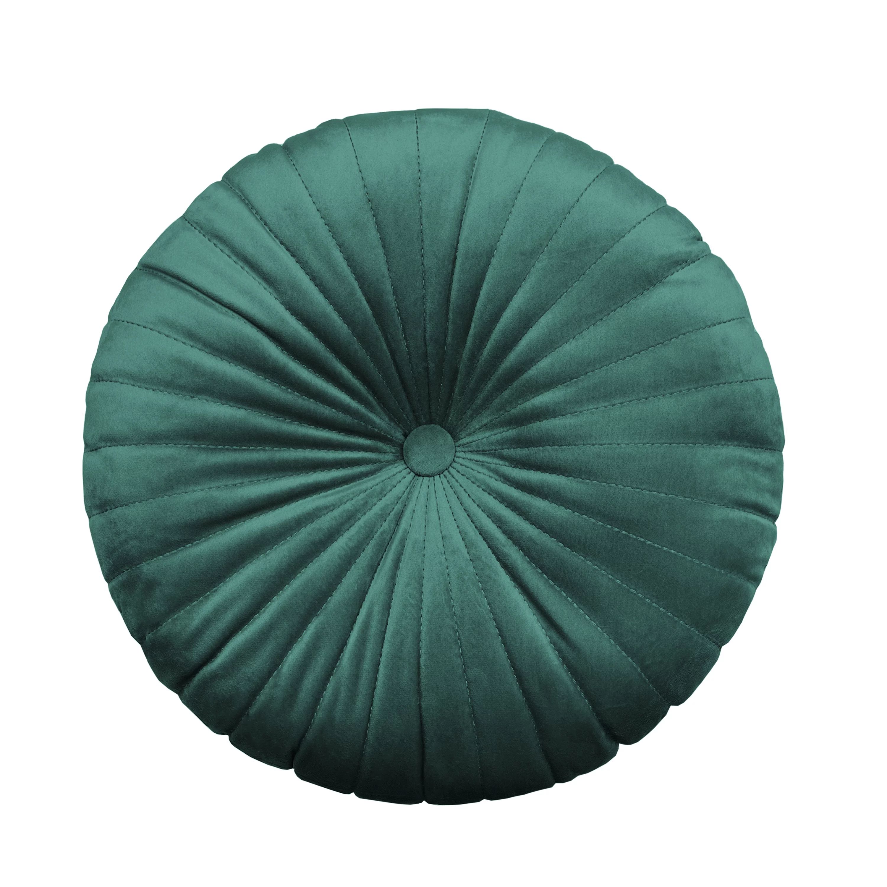 Better Homes & Gardens Round Tufted Velvet Pillow, 18" x 18", Emerald Green | Walmart (US)
