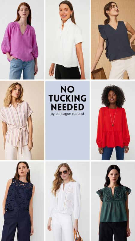No tucking needed - tops you don’t have to tuck in! 

Womens business professional workwear and business casual workwear and office outfits midsize outfit midsize style 

#LTKWorkwear #LTKMidsize #LTKFindsUnder100