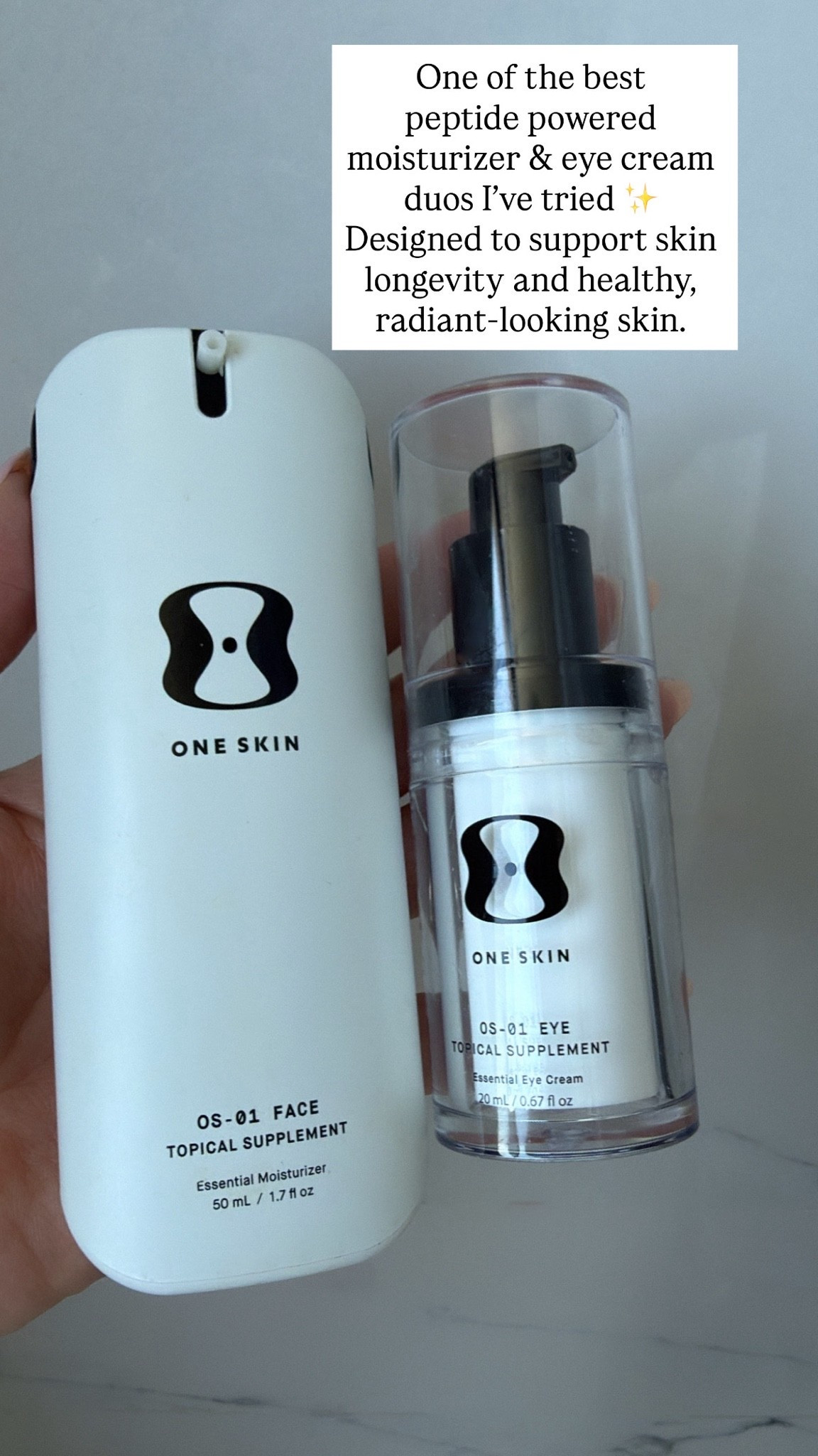 I like to truly use and experience a product before recommending it to you, so l've taken my time with these. After 7 months of incorporating them into my routine, I'm happy to report that these two products have become a staple in my morning skincare routine. I love that the OS-01 FACE moisturizer and OS-01 EYE cream are powered by peptide technology designed to support skin longevity. The OS-01 FACE moisturizer leaves my skin feeling
hydrated, smoother, and more refreshed, and I love that it provides moisture without feeling greasy or heavy. The eye cream leaves my under-eye area looking more nourished and well-rested. I truly enjoy how these products support healthy, radiant-looking skin over time.
If you're looking to incorporate peptide products into your routine, these are a wonderful place to start.
I changed "while the prouuct isn't greasy

#LTKmorningroutine #LTKBeauty #LTKSaleAlert