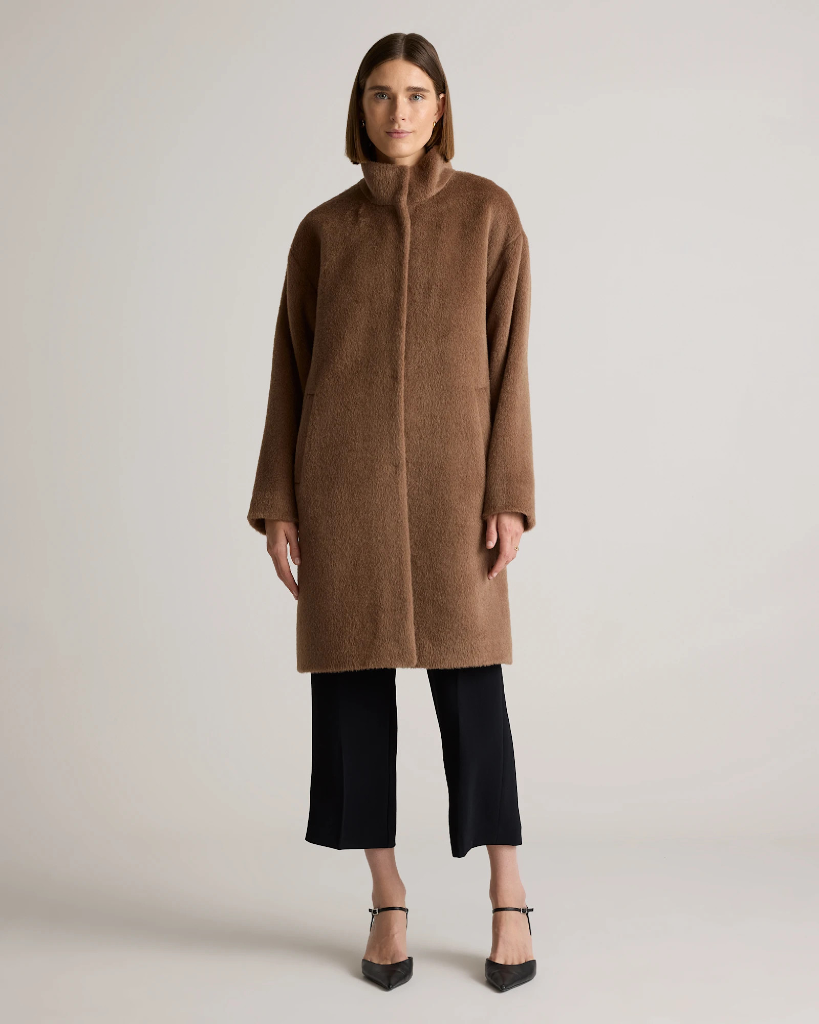 Alpaca-Wool Stand Collar Coat | Quince