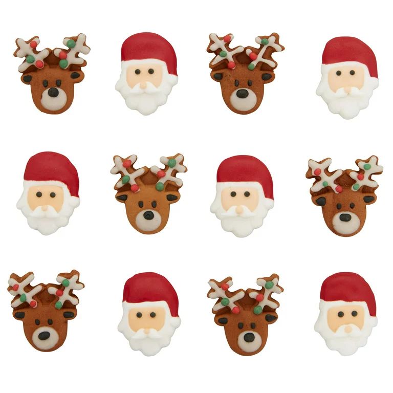 Wilton Reindeer and Santa Royal Icing Decorations, Assorted, 12 Count | Walmart (US)