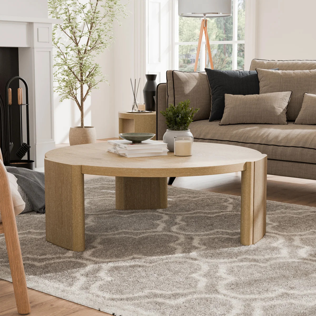 Blitar 42.2"W Round Wood Coffee Table | Wayfair North America