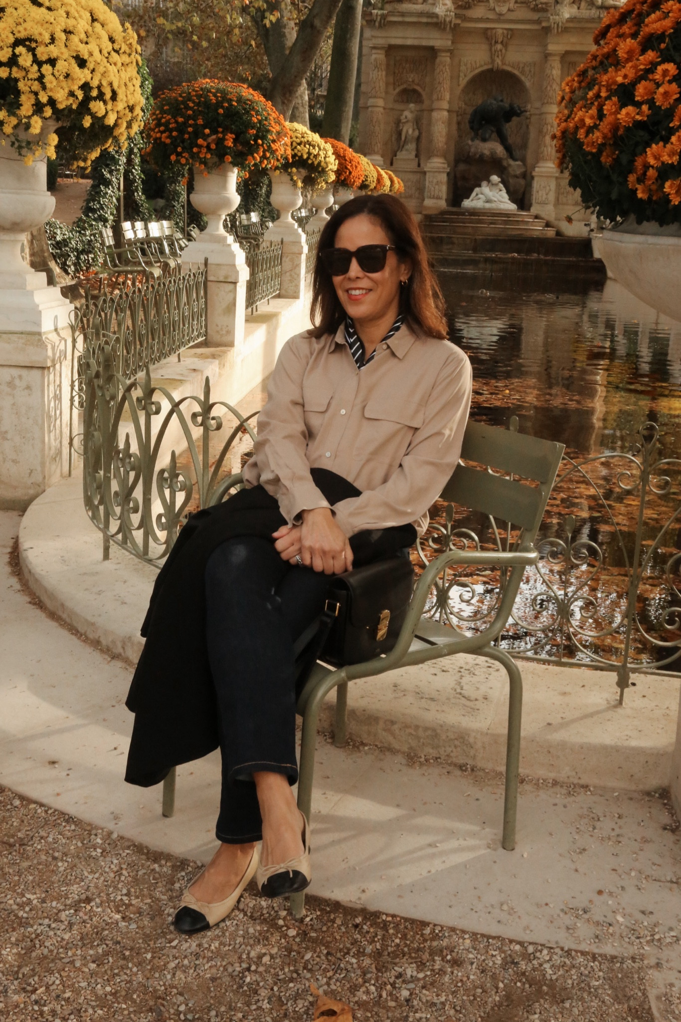 What to wear in Paris 
Fall Outfit 
Everlane Silk Blouse- wearing size medium
Madewell Dark Denim- size 27 
Silk Scarf
Chanel ballet flats 

#LTKTravel #LTKOver40 #LTKStyleTip