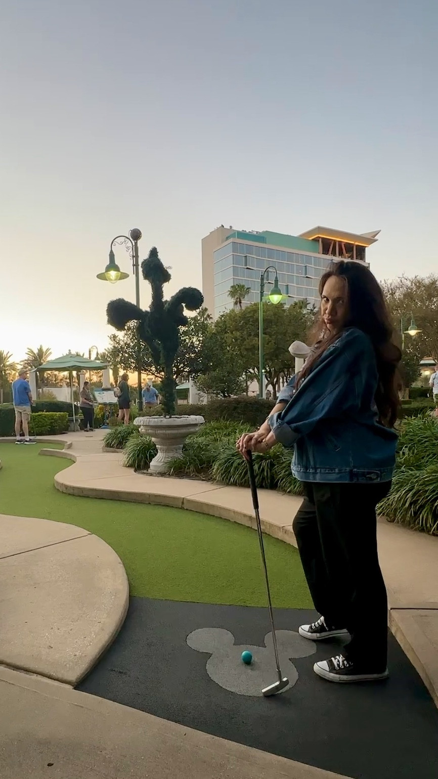 I visited Walt Disney World Fantasia Gardens Miniature Golf Course for a date night, and I wore this Sleeveless Jumpsuit, Loose Spaghetti-Strap Baggy Overalls that I've been able to wear in all stages of my pregnancy that have grown with me, my go-to Converse, and a Casual Pants Jumper from Amazon. I also got this vintage Mikey Jean Jacket while I was back. I linked similar jackets, jewelry, and makeup I wore. I hope this helps you pick a cute casual outfit for a cool night out. 

✨Jumpsuit: M

#LTKWatchNow #LTKTravel #LTKBump