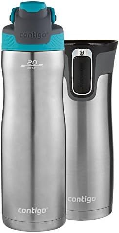 Contigo AUTOSEAL Chill Water Bottle, 20 oz, SS/Scuba & AUTOSEAL West Loop Travel Mug, 16 oz, 2-Pa... | Amazon (US)