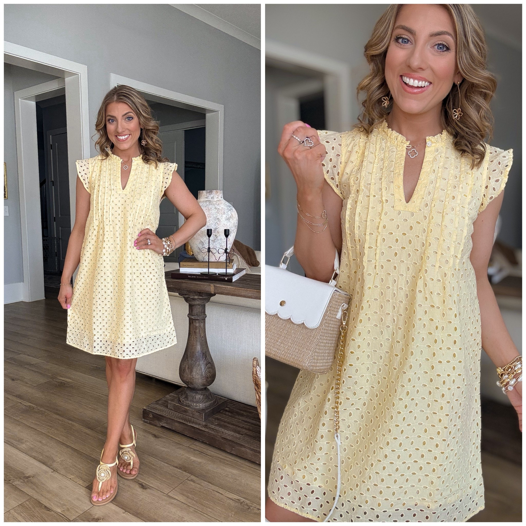 Head-to-toe Walmart and I am OBSESSED 💛✨

This yellow eyelet mini dress is giving designer spring boutique vibes but for a fraction of the price. The flutter sleeves, scalloped details, and lightweight embroidered fabric make it the perfect Easter dress, spring brunch outfit, or baby shower look.

Paired it with neutral sandals and the cutest straw crossbody for an easy warm-weather outfit idea that looks so much more expensive than it is.

If you’re looking for affordable spring dresses from Walmart that feel high end… this is it 👏

#WalmartFashion #WalmartFinds #SpringDress #EyeletDress #AffordableStyle #SpringOutfit #BrunchOutfit #EasterDress #HeadToToeWalmart #WalmartStyle

#LTKPetite #LTKootd