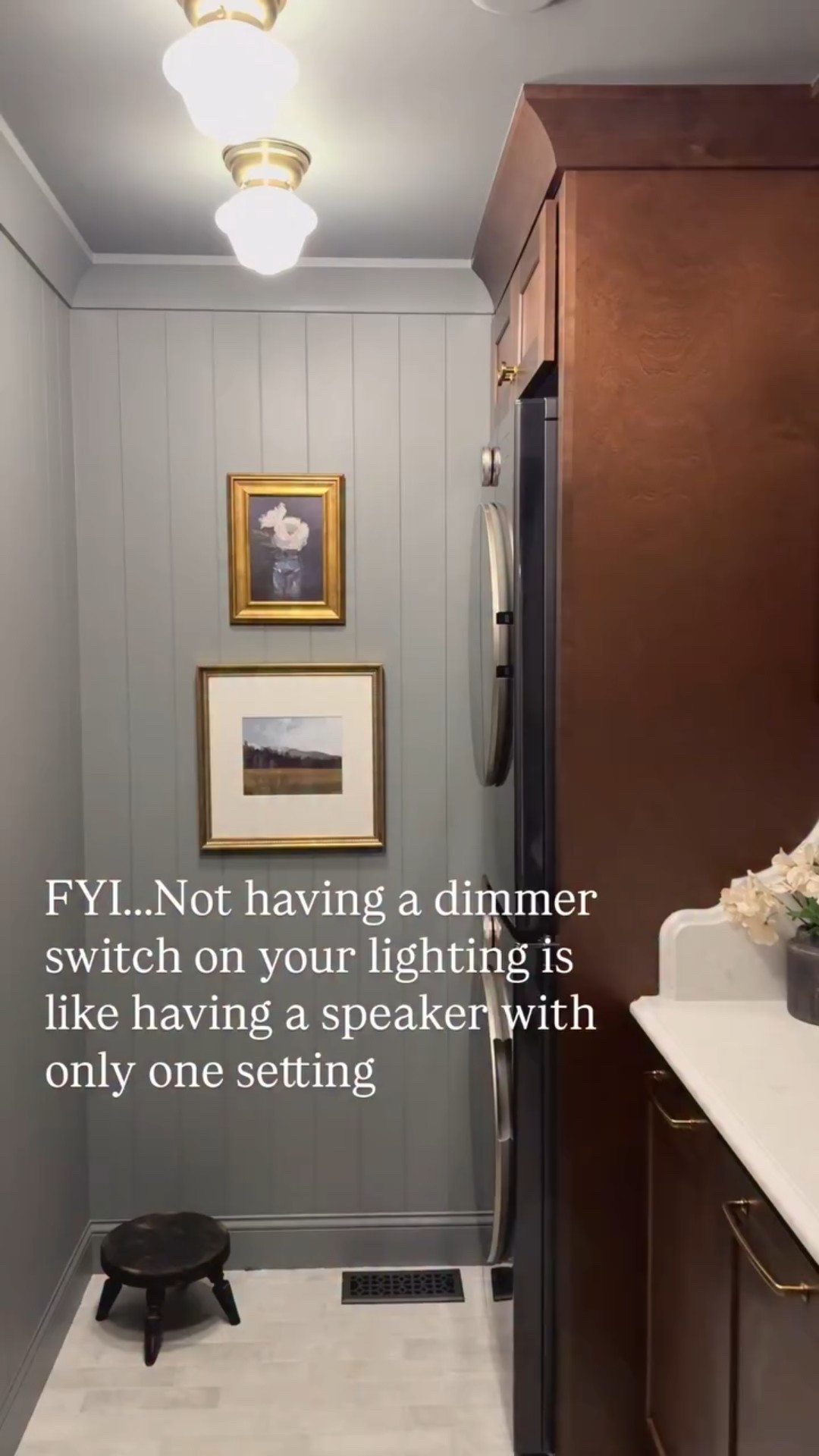 Don’t even get me started on the correct lumen amount either. 🥴 I’m a snob when it comes to lighting choices because it can make or break a space. Dimmers are super affordable and easy to swap out. Comment below and I’ll send you the link to these and the cute brass switch plate. 💡