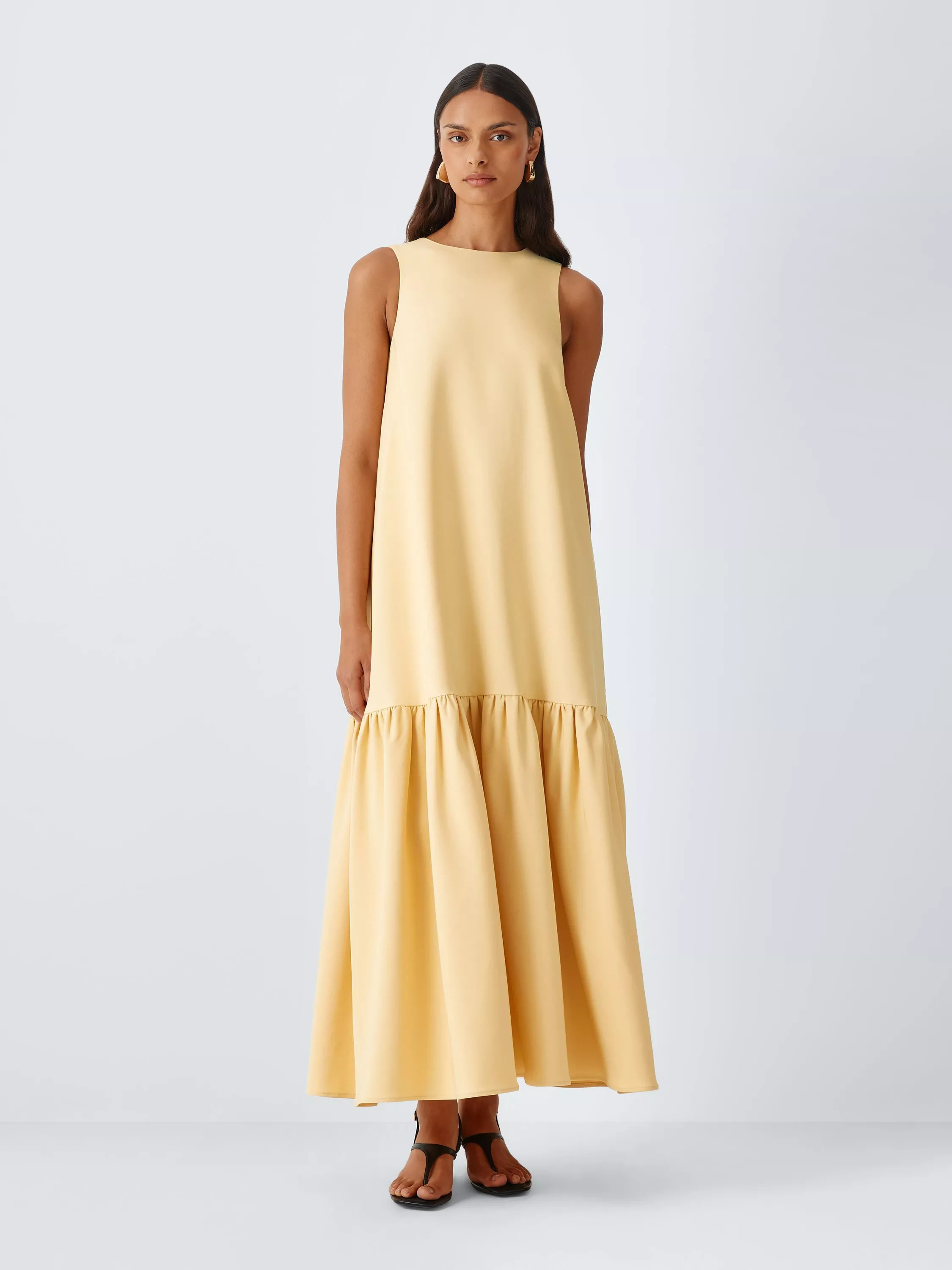 Sleeveless Drop Waist Midi Dress, Yellow | John Lewis (UK)