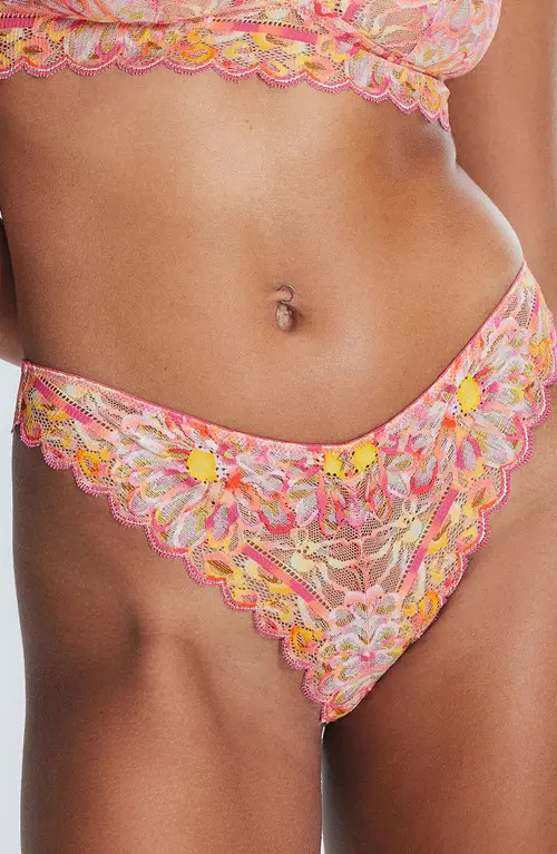 SAVAGE X FENTY Sunray Lace Thong in Acacia Pink at Nordstrom, Size 4X | Nordstrom