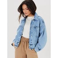 Michelle Keegan Denim Drop Shoulder Oversized Jacket - Light Wash | Very (UK)