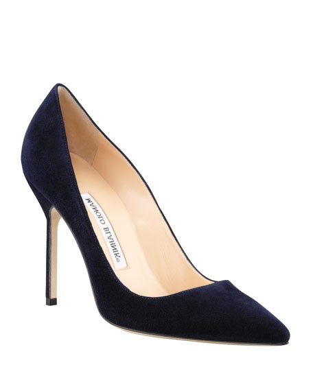 Manolo Blahnik BB 105mm Suede Pumps (Tora Heel) | Neiman Marcus