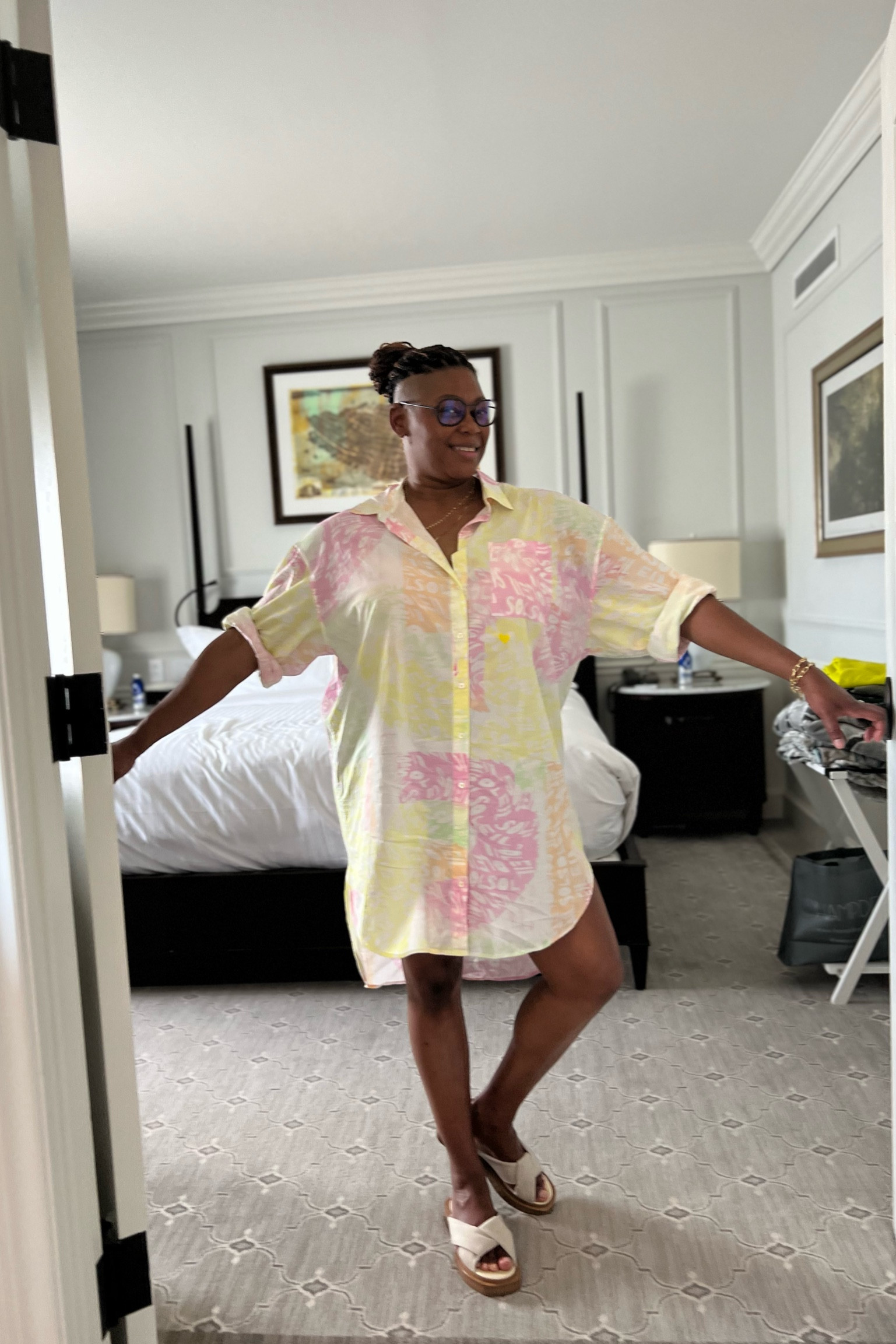 Kerri Rosenthal Comfy T-shirt dress! Very light and perfect for a stroll on a  hot summer day. I paired this with a Clergerie sandals.

#LTKFind