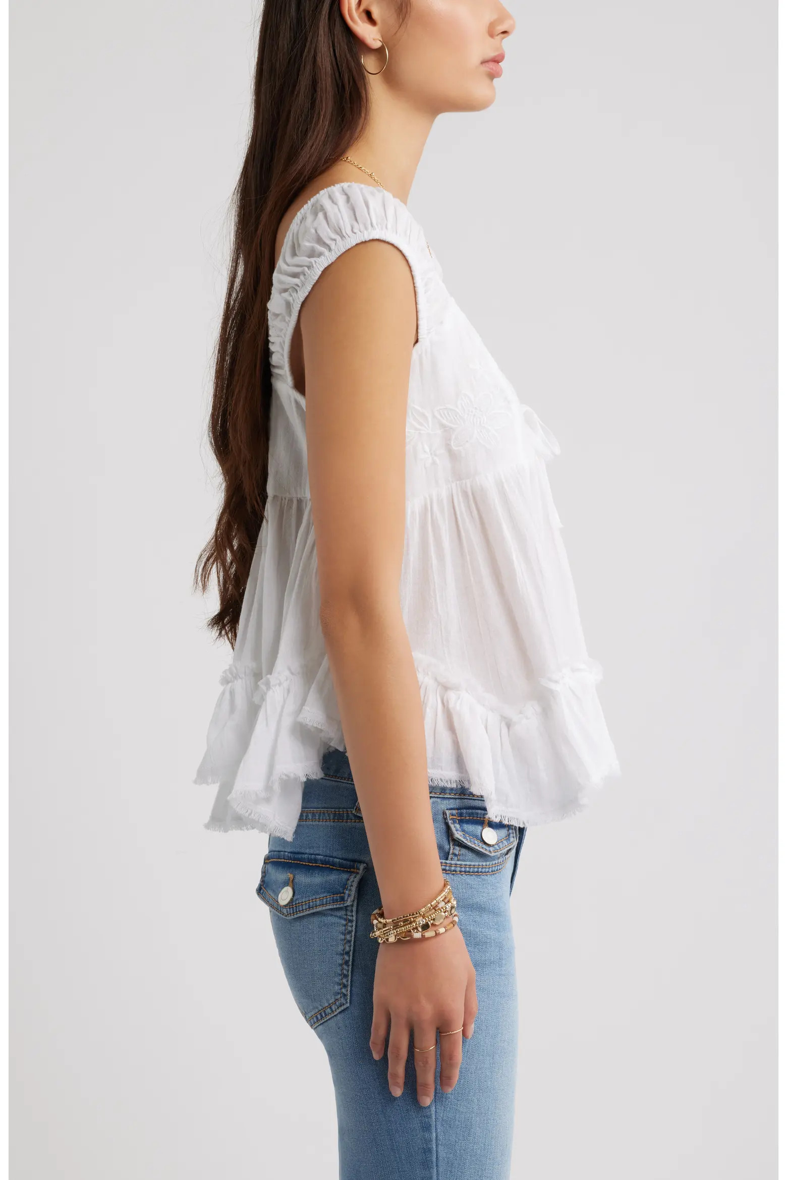 Cap Sleeve Cotton Babydoll Top (Women) | Nordstrom | Nordstrom