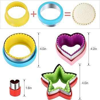 Sandwich Cutter and Sealer,Round Heart Star 3Pcs Shapes Sandwich Decruster Press Mold+8pcs Stainl... | Amazon (US)