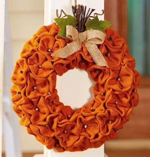 The Lakeside Collection Harvest Gatherings Burlap Pumpkin Wreath | Amazon (US)