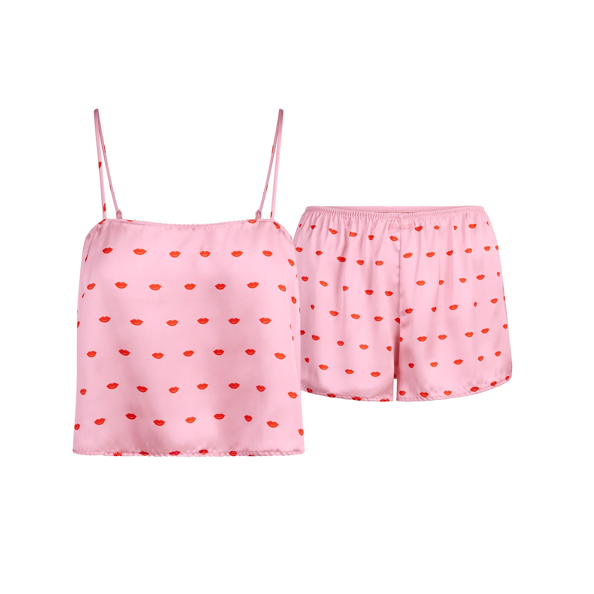 WOVEN SHINE CAMI AND SHORT SLEEP SET | HALITE KIMS LIPS PRINT | SKIMS | SKIMS (US)