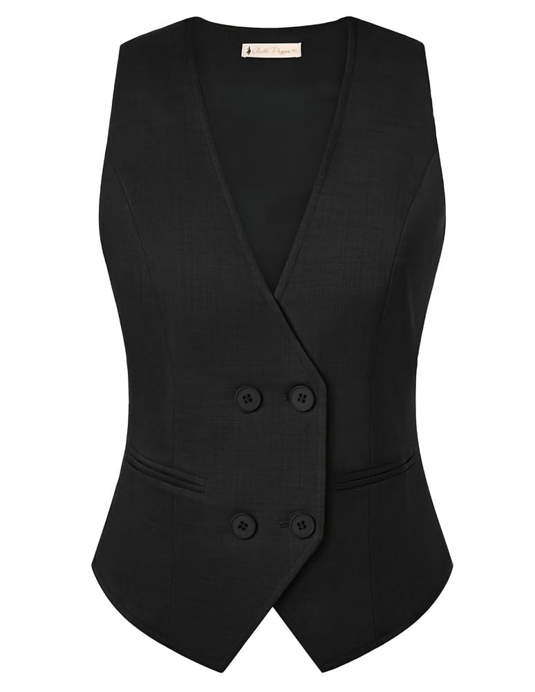 Belle Poque Waistcoat Women Vintage Sleeveless V-Neck Double Breasted Handkerchief Hem Vest Tops ... | Amazon (UK)