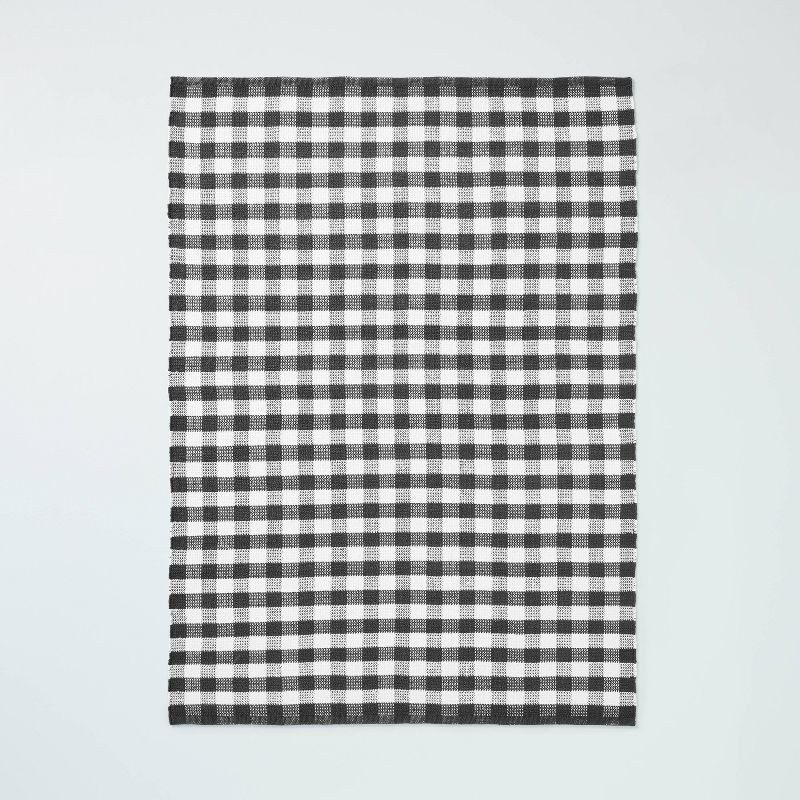 Textured Gingham Indoor/Outdoor Woven Area Rug Dark Gray/Cream - Hearth & Hand™ with Magnolia | Target