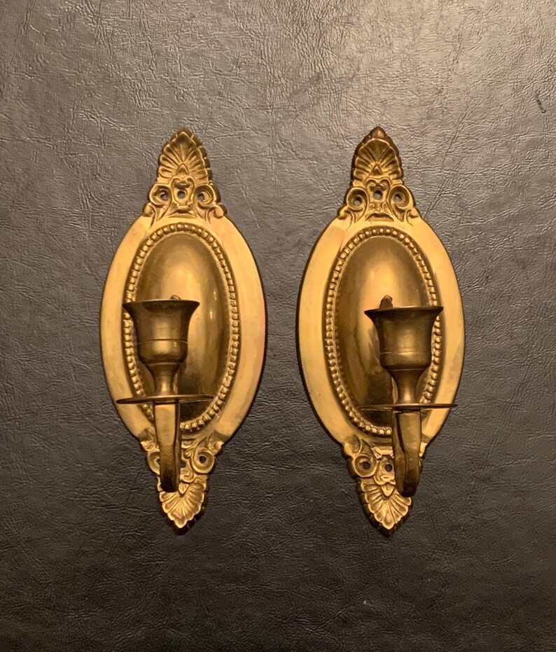 Vintage Wall Sconces  Gold Candle Holders  Living Room - Etsy | Etsy (US)