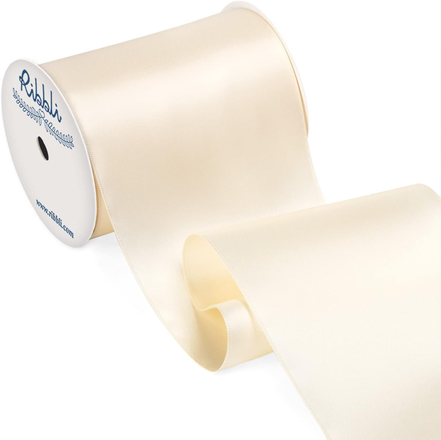 Ribbli Cream Satin Ribbon 4 Inch Wide Cream Ribbon for Wedding Chair Sash Grand Opening Ceremony Big Bows Gift Wrapping Floral Crafts Cake Decor-Double Faced Satin Continuous 10 Yards | Amazon (US)