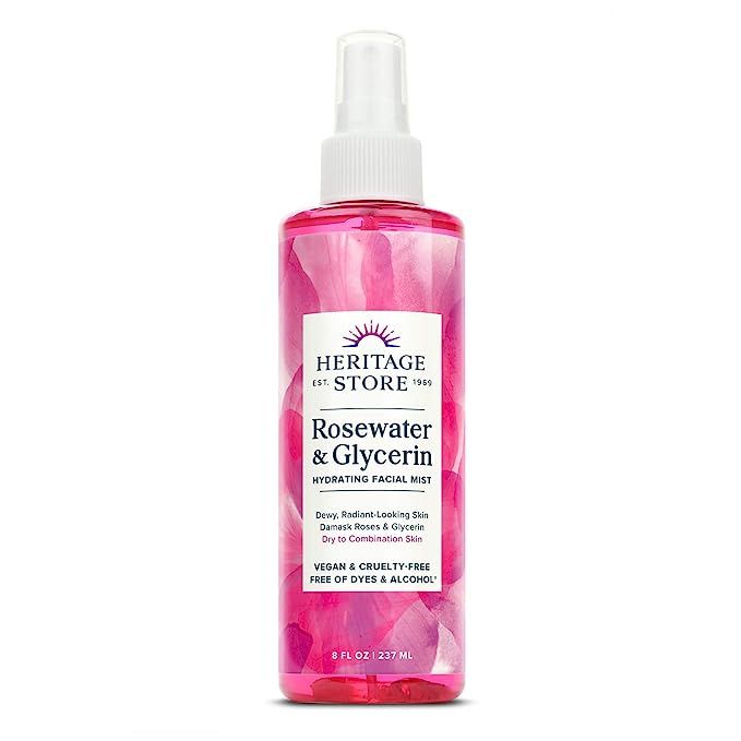 Heritage Store Rosewater & Glycerin Hydrating Facial Mist for Dewy, Radiant Skin | No Dyes or Alc... | Amazon (US)