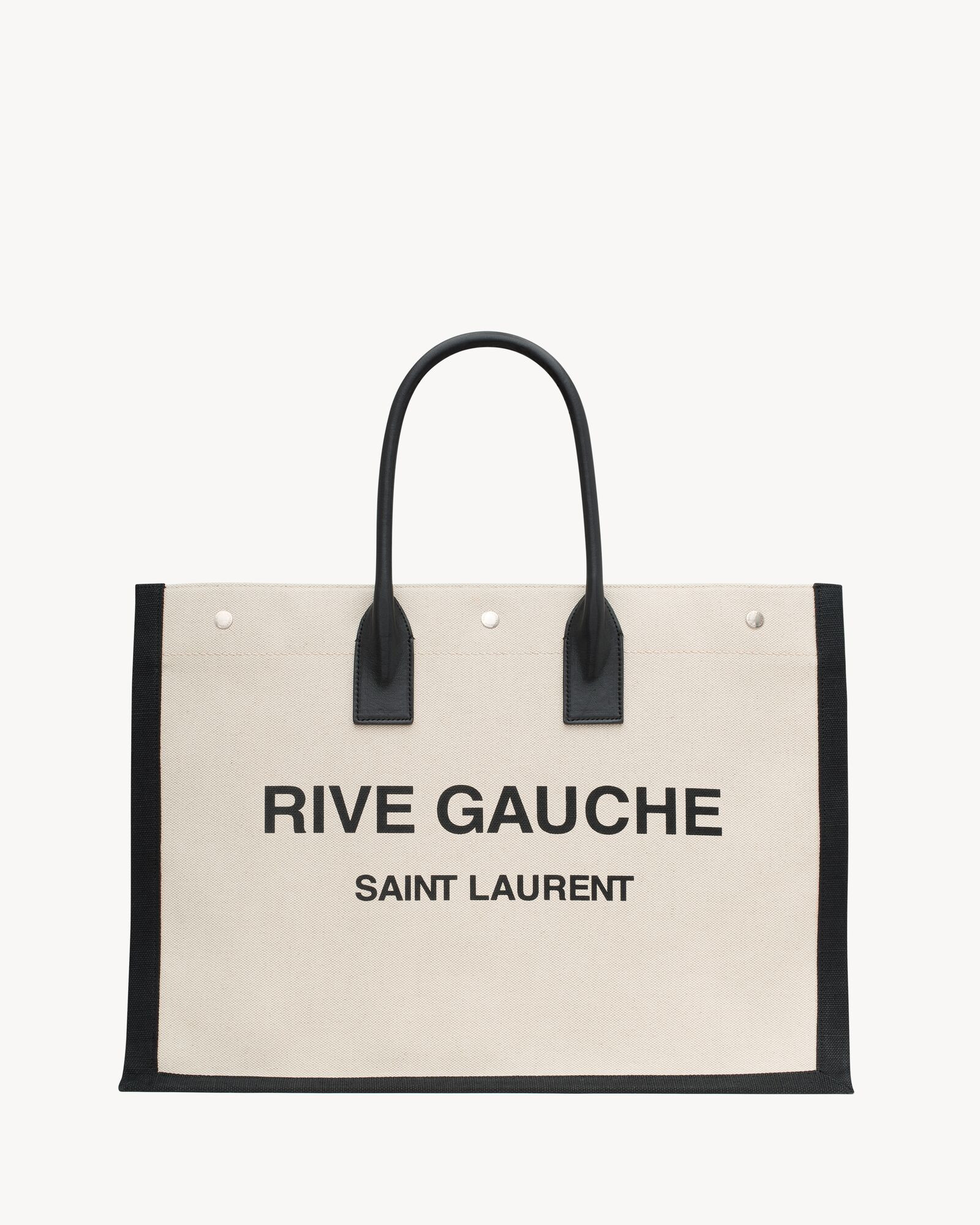 rive gauche large tote bag in canvas and smooth leather | Saint Laurent Inc. (Global)
