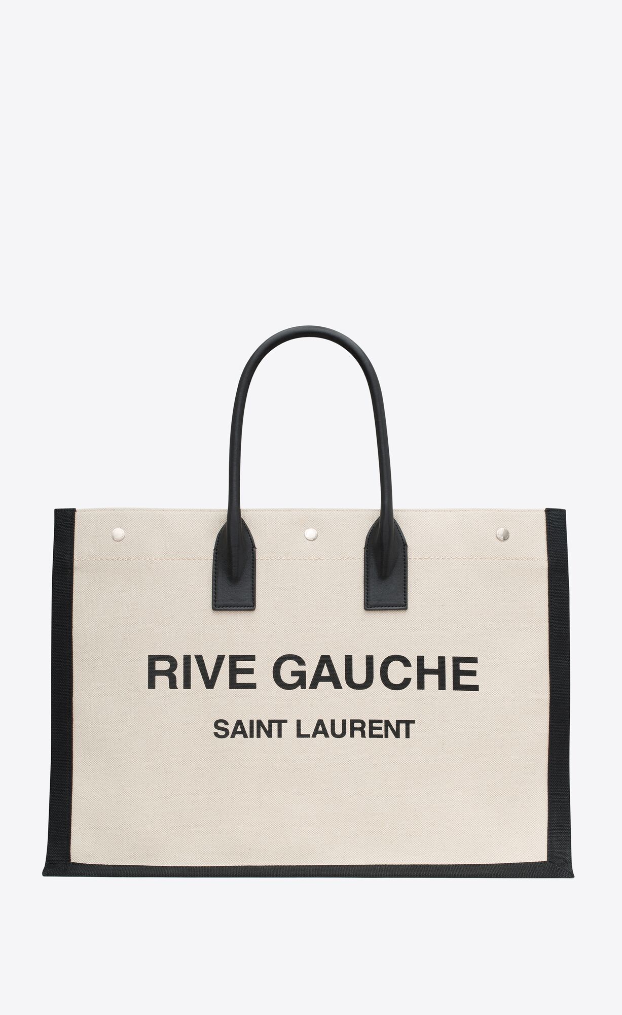 rive gauche large tote bag in canvas and smooth leather | Saint Laurent Inc. (Global)