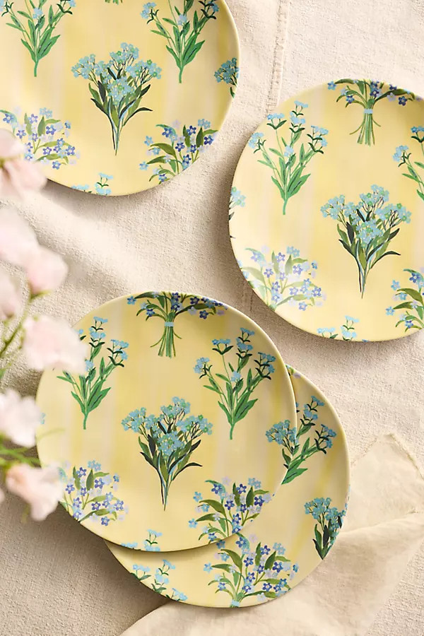 Floral Melamine Side Plates, Set of 4 | Anthropologie (US)