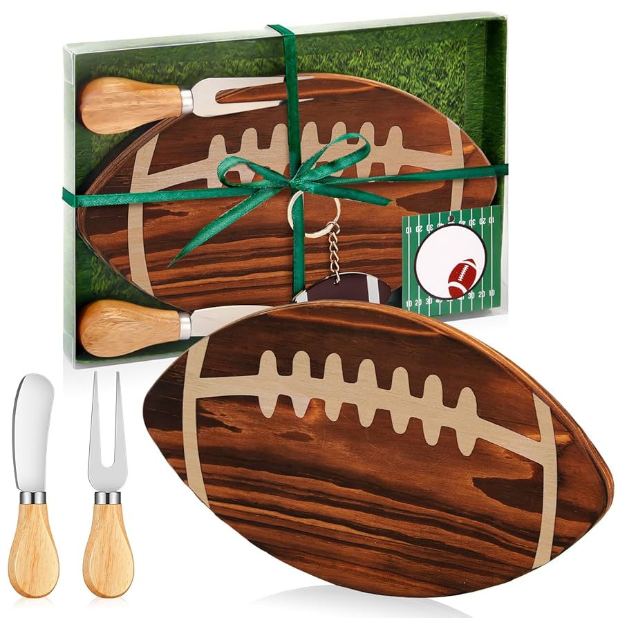 Football Shaped Cutting Board Charcuterie Board Gift Set with Cheese Knives for Football Lovers G... | Amazon (US)