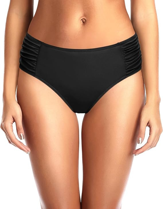 Tempt Me Women Bikini Bottoms Mid Waist Bathing Suit Swimsuit Ruched Swim Bottom | Amazon (US)