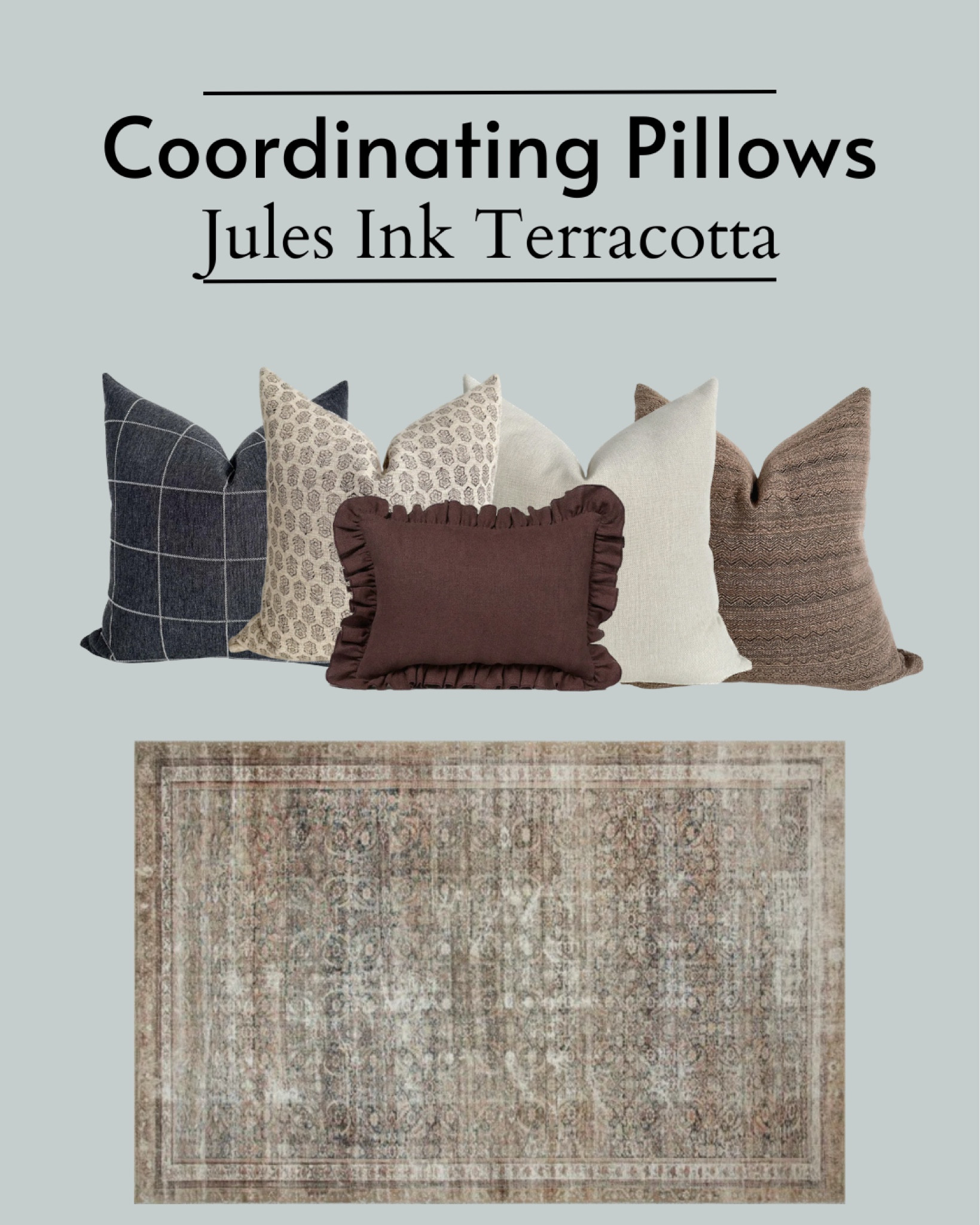 Coordinating pillows for the Chris Loves Julia x Loloi Jules rug in Ink Terracotta.

#LTKhome