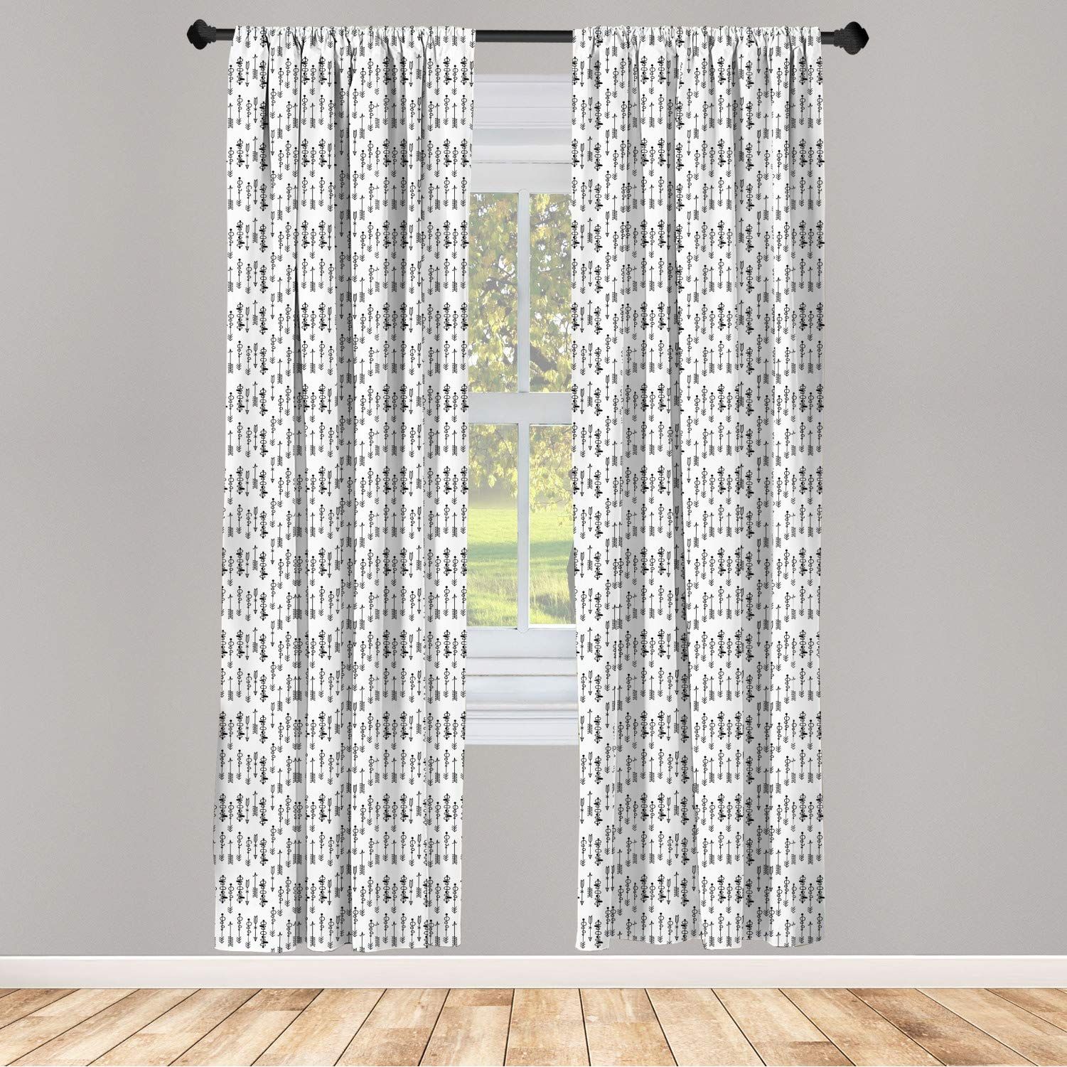Ambesonne Tribal 2 Panel Curtain Set, Hand Drawn Sketchy Image with Ethnical Inspired Shapes Arrows  | Amazon (US)