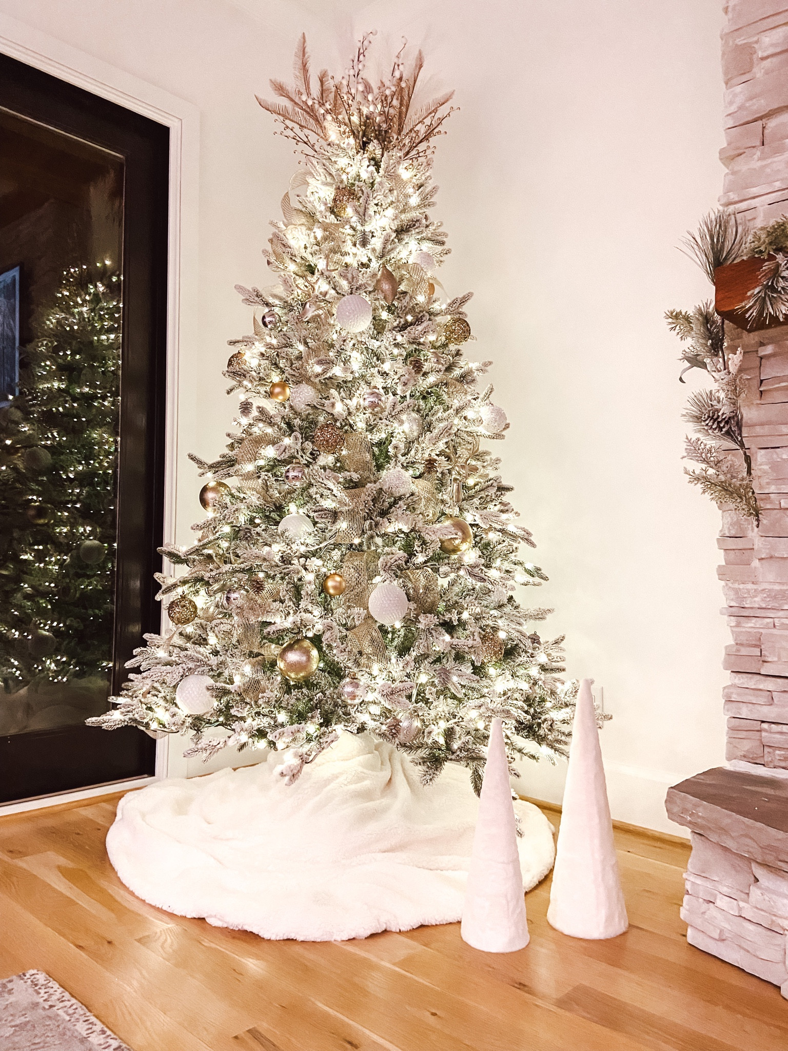 DIY Tree Skirt, Buffalo snow, Sherpa throw blanket, flocked Christmas Tree

#LTKhome #LTKHoliday #LTKSeasonal