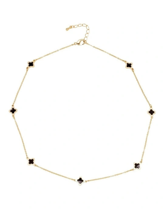 Clover Station Necklace in Black | Myer