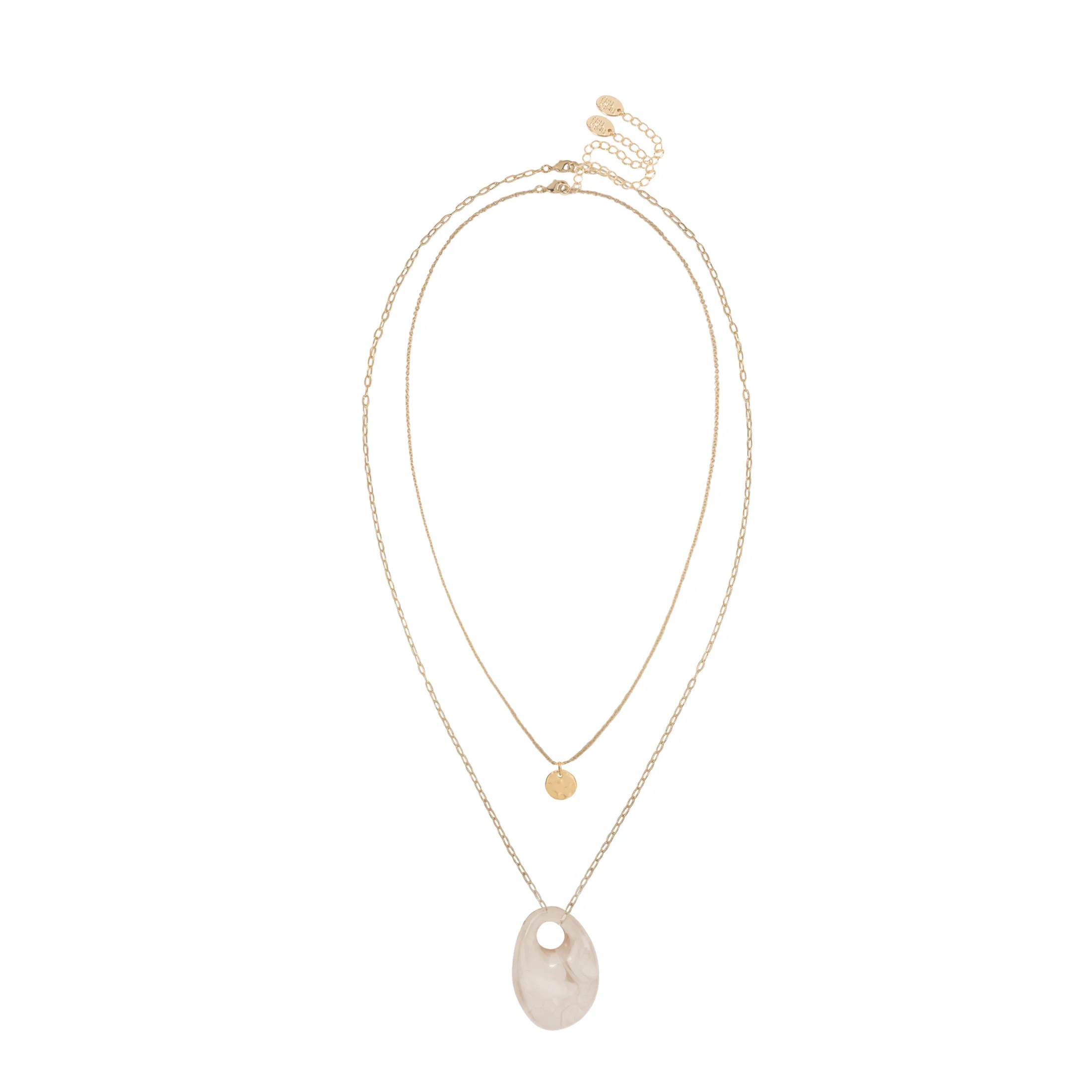 Time and Tru Women’s Gold-Tone Double Layer Disc and Resin Pendant Necklace | Walmart (US)