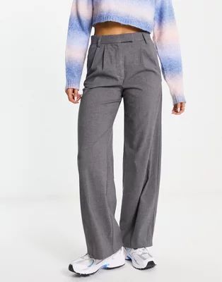 Bershka high waist dad trouser in grey | ASOS (Global)