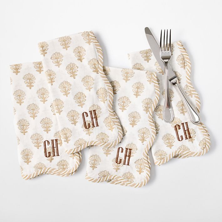 Scalloped Block Print Napkins, Set of 4 | Mark and Graham