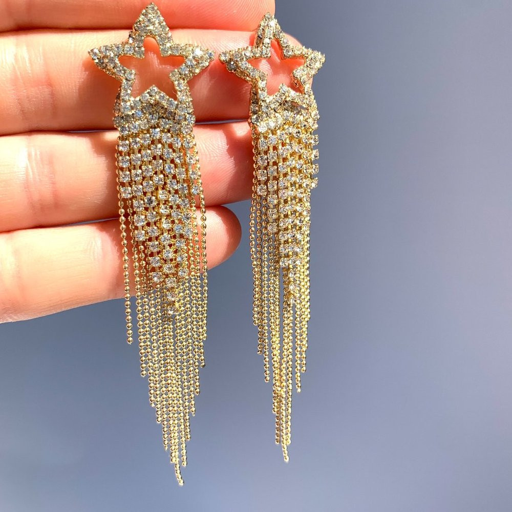 NEW~ Anthropologie Amber Sceats "Shooting Star" Long Crystal Tassel Earrings | Poshmark