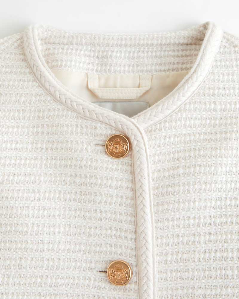 Women's Collarless Tweed Jacket | Women's Coats & Jackets | Abercrombie.com | Abercrombie & Fitch (UK)