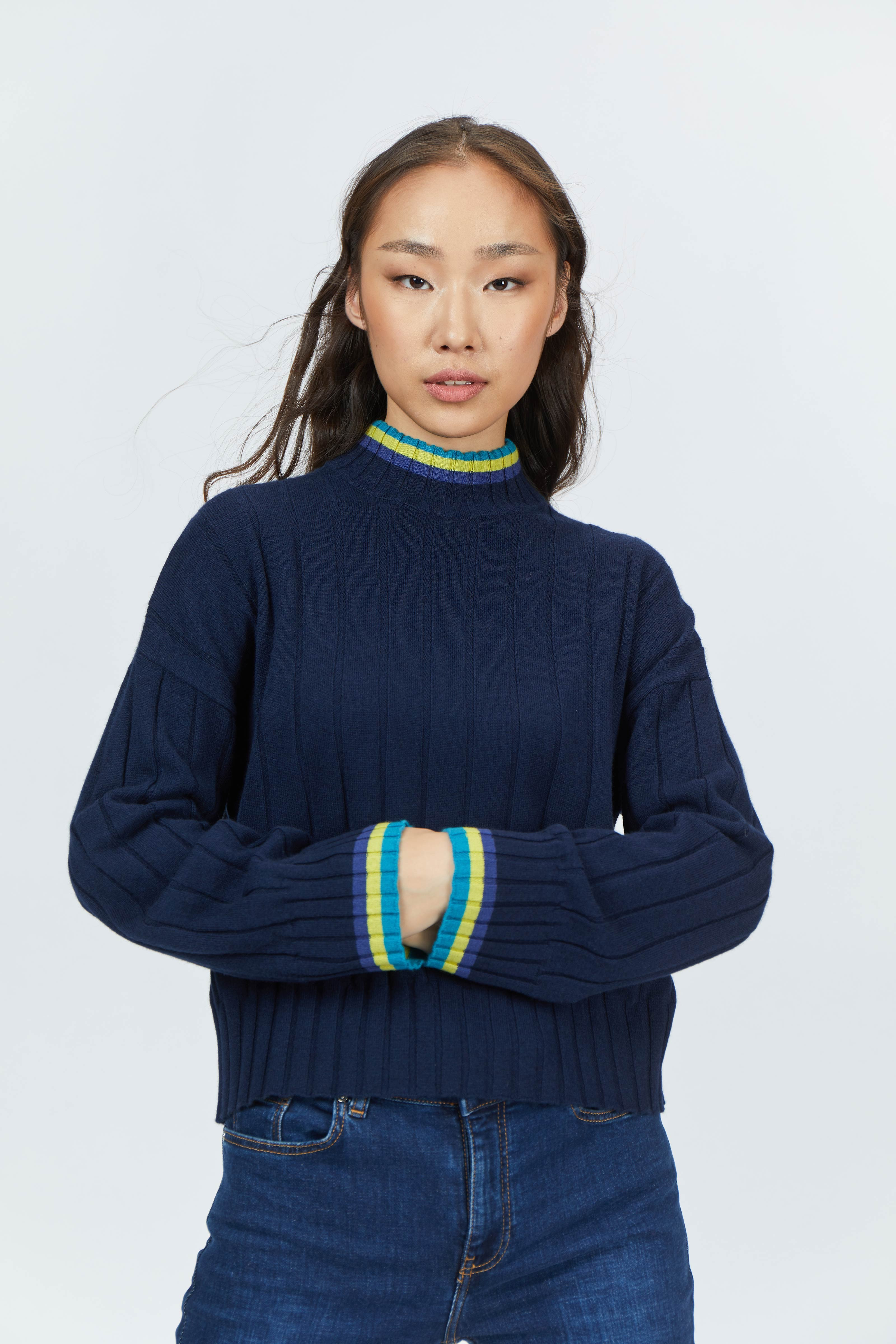 Cropped High Neck Sweater | Gobi Cashmere