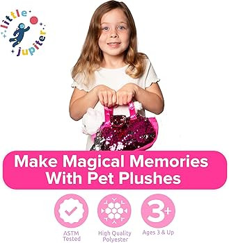 Stuffed Cat Plush Pet Carrier Set with Pink Purse w/ Reversible Sequins & Charm - Cat Stuffed Ani... | Amazon (US)