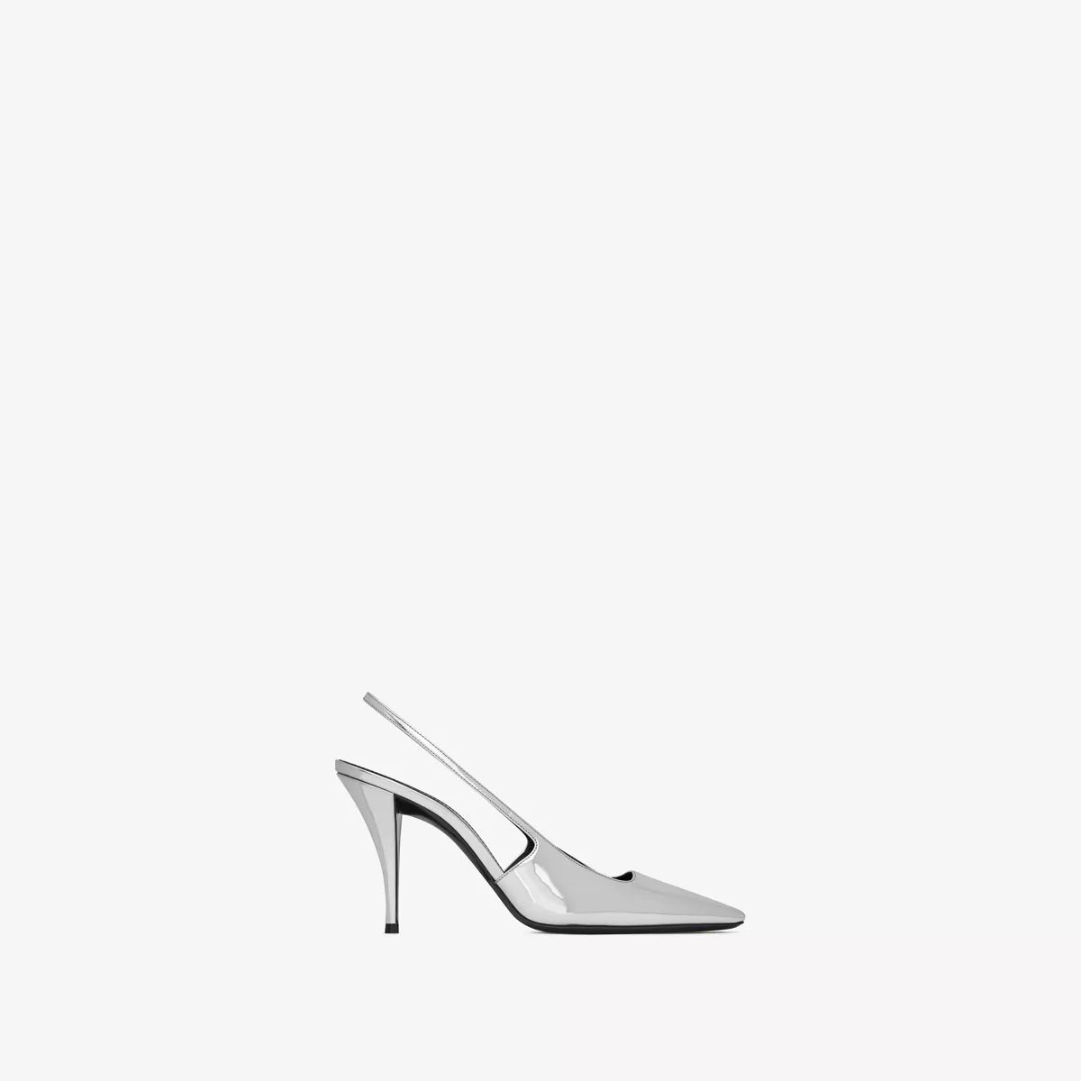 Blade Slingback Pumps In Mirrored Leather Silver 9 | Saint Laurent Inc. (Global)