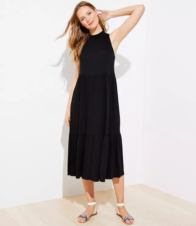 LOFT Beach Tiered Midi Dress | LOFT