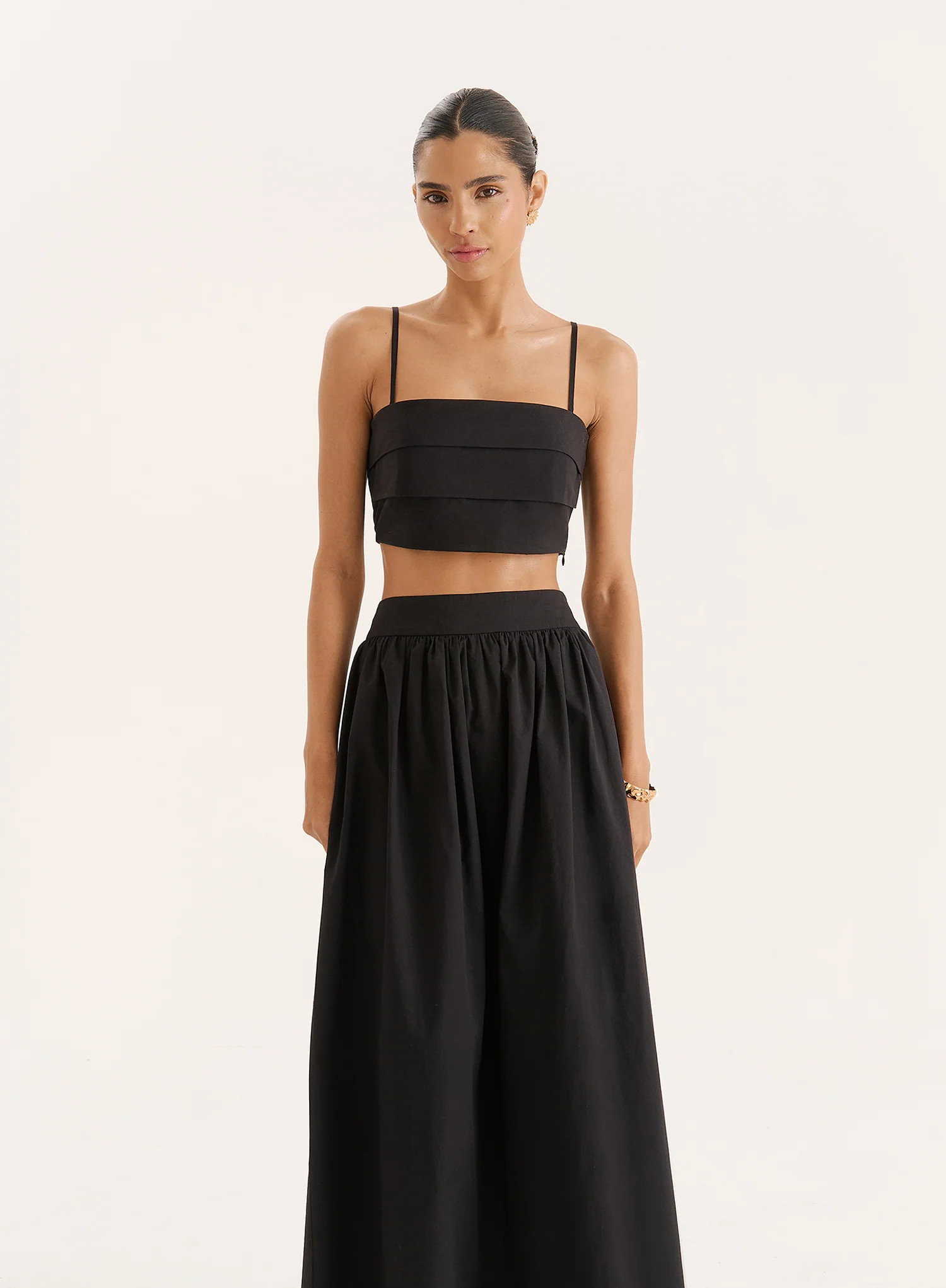 Black Cotton Cami Crop Top- Marina | 4th & Reckless
