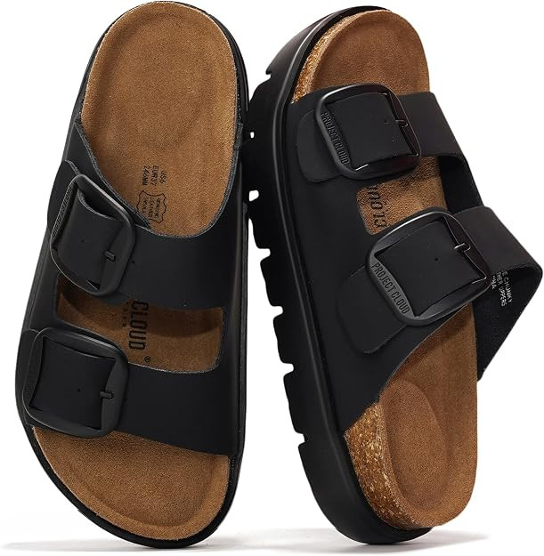 Project Cloud 100% Genuine Leather Platform Sandals Women Footwear - Wedge Chunky Slides for Wome... | Amazon (US)