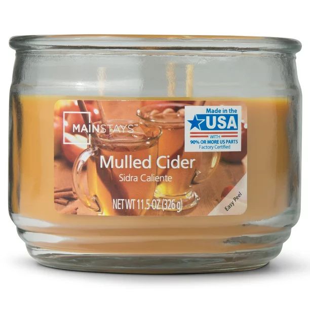 Mainstays Mulled Cider Scented 3-Wick Glass Jar Candle, 11.5 oz. | Walmart (US)