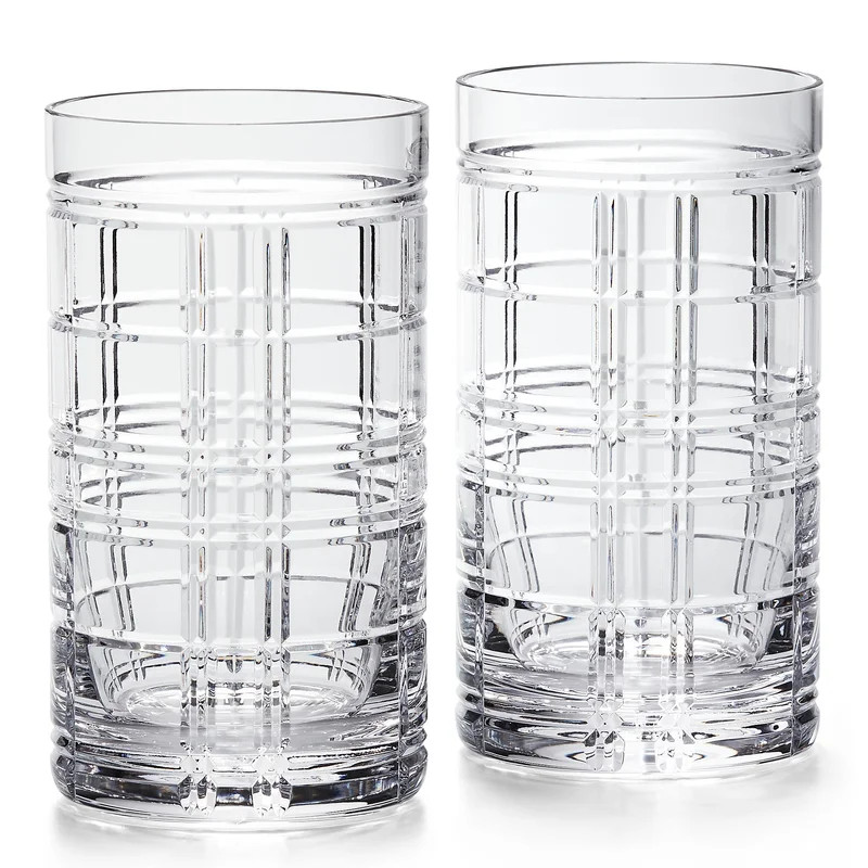 Hudson Plaid Lead Free Crystal Highball Glass (Set of 2) | Wayfair North America
