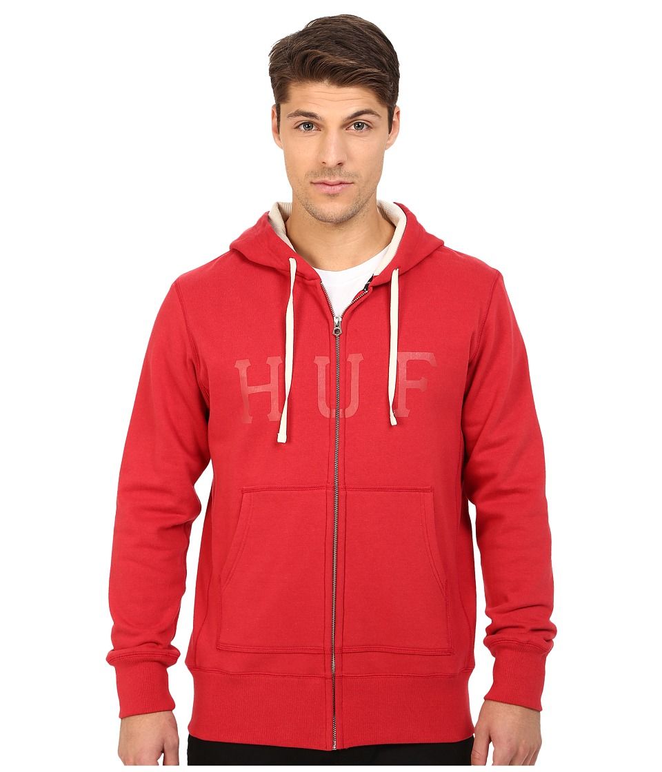 HUF - Brooks Thermal Zip-Up Hoodie (Red) Men's Sweatshirt | 6pm