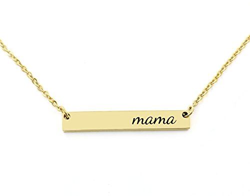 Gold Bar Necklace - Mama Necklace - Gift For Mom - Name Necklace - Horizontal Necklace | Amazon (US)